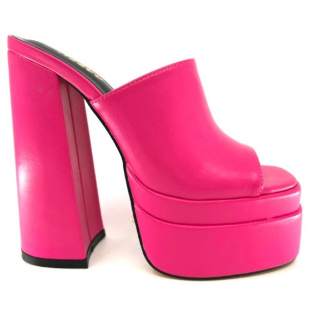 Women's Pink Fuchsia High Heel Platform Sandal Mules